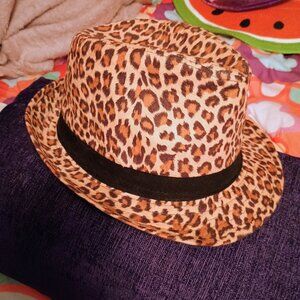 Max Azria Miley Cyrus Cheetah Print Fedora, women, New